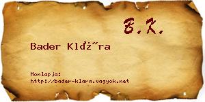 Bader Klára névjegykártya
