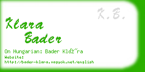 klara bader business card